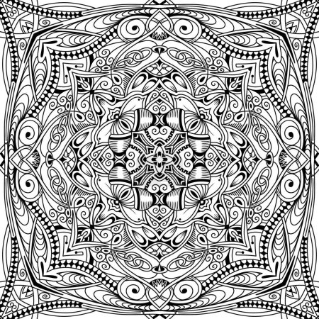 Geometric Ethnic Motif for Textile and Coloring Book Pages