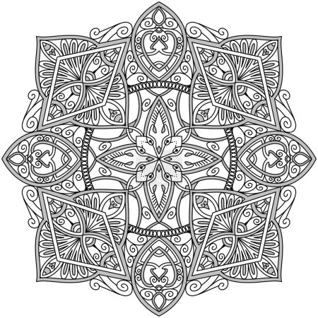 Traditional Geometric Pattern for T-shirt and Coloring Book Pages