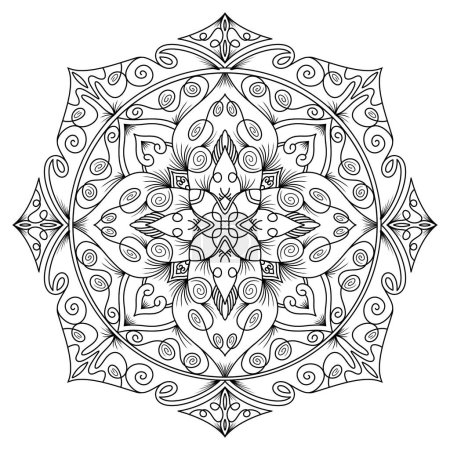 Mandala-Muster, entspannend und meditativ, spirituelle Mandala-Kunst für Tätowierung und T-Shirt, geometrisches Design für Malbuch.