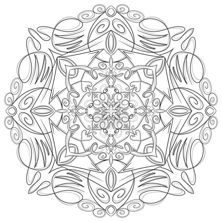 Flower Black Mandala Pattern for Tattoo and Coloring Book Pages Design