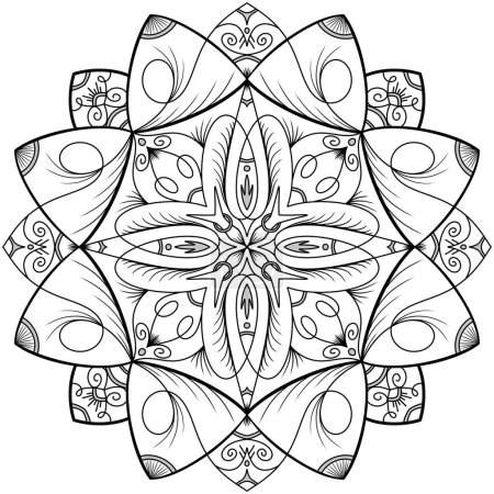 Decorative Floral Mandala Pattern. Coloring Book, T-shirt and Tattoo Design
