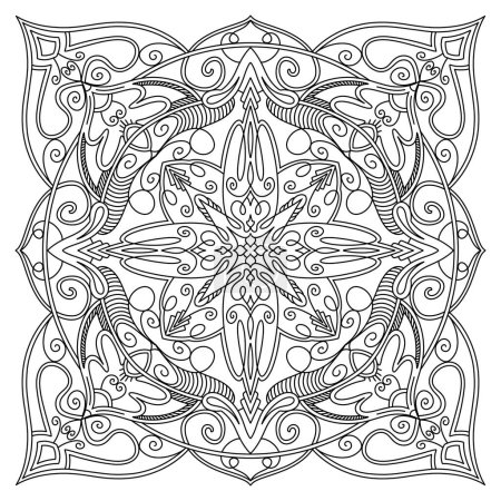 Line Art Ornamental Pattern, Black Mandala Design