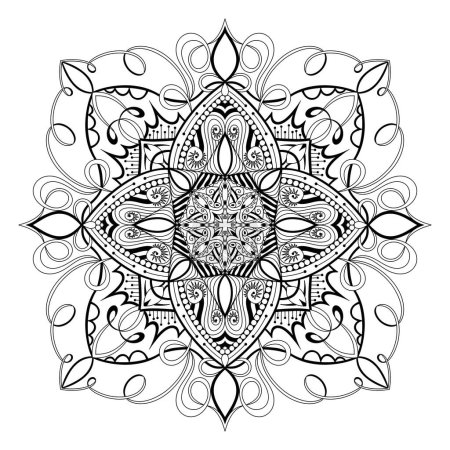 Flower Black Mandala Pattern for Textile and Coloring Book Pages Design