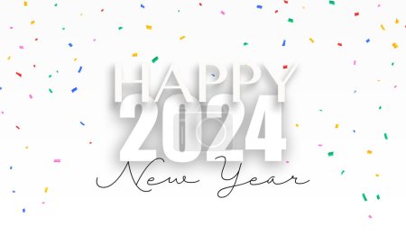 2024 new year celebration with confetti rain."happy new year"-stock-photo