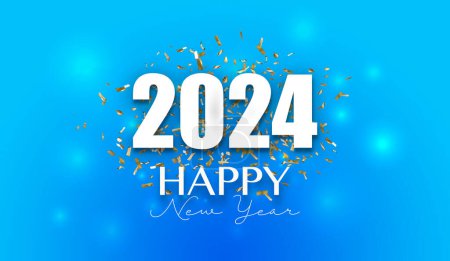 Téléchargez les photos : 2024 nouvelle année célébration abstraite design bleu. "bonne année" - en image libre de droit
