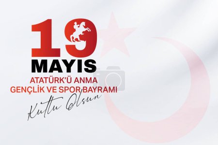 Photo for Happy 19 May Commemoration of Atatrk, Youth and Sports Day. Vector illustration, post, postcard, banner wallpaper design. - Royalty Free Image