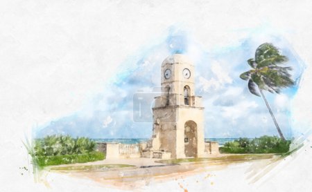 Photo for Palm Beach the Worth Avenue clock tower Florida USA - Royalty Free Image