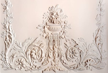 Photo for Floral ornament of wall plaster molding - Royalty Free Image