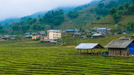 Photo for View of Sapa village, Rice terraces, Vietnam - Royalty Free Image