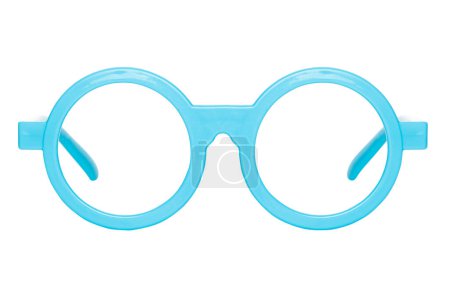 Foto de Gafas con montura azul aisladas sobre fondo blanco - Imagen libre de derechos