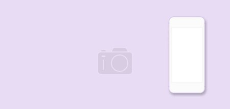 Photo for Mobile phone with blank screen on purple background - Royalty Free Image