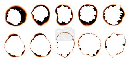 Photo for Burned hole on a white paper background - Royalty Free Image