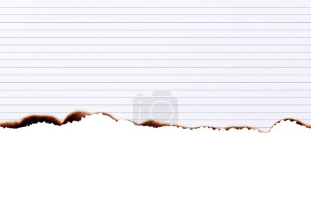 Photo for Notebook paper burned half isolated on white background with clipping path - Royalty Free Image