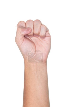 Téléchargez les photos : Main avec poing serré isolé sur fond blanc avec chemin de coupe - en image libre de droit