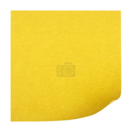 Foto de Hojas amarillas de papeles de notas con esquina rizada aislada sobre fondo blanco, camino de recorte - Imagen libre de derechos