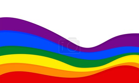 Téléchargez les illustrations : LGBT Pride drapeau arc-en-ciel vague sur fond blanc. Mois de la fierté - en licence libre de droit