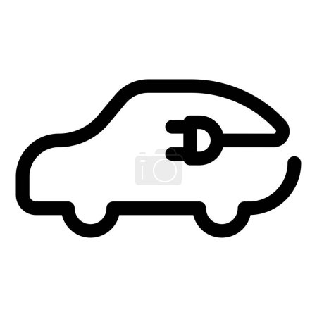 Téléchargez les illustrations : Electric car with plug icon isolated on white background, EV car, Eco friendly vehicle concept - en licence libre de droit