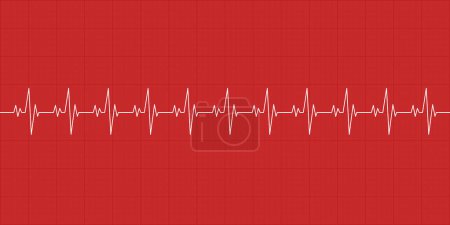 Heartbeat line icon on red background