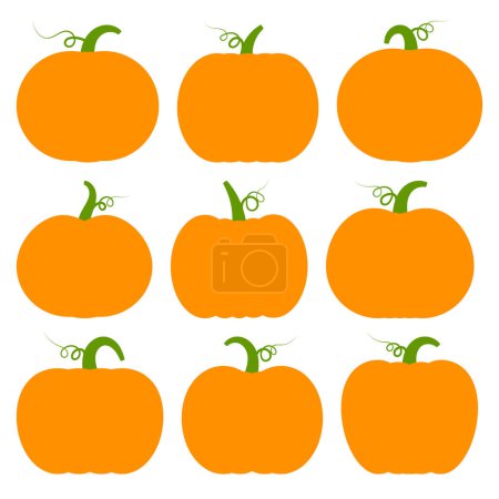 Pumpkin flat icons set on a white background