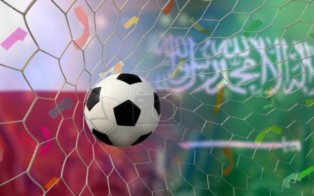 Photo for Football Cup competition between the national Poland and national Saudi Arabia. - Royalty Free Image