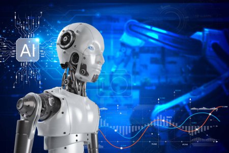 Intelligence artificielle. Technologie robot intelligent IA, intelligence artificielle par entrer invite de commande pour génère quelque chose, transformation technologique futuriste.