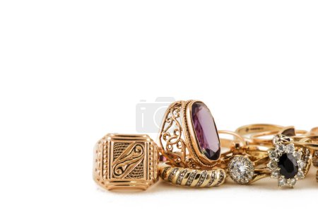 Photo for Golden jewerly isolated on the white background - Royalty Free Image