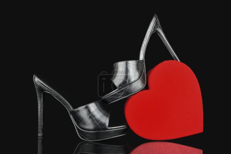 Photo for Sexy,  high heel shoes with box on a background - Royalty Free Image