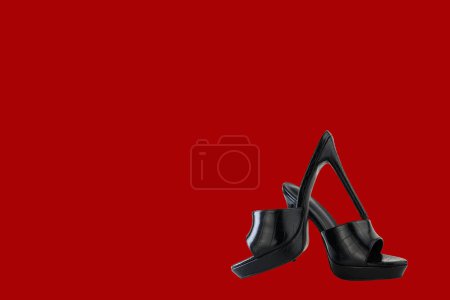 Foto de Zapatos de tacón alto sobre fondo rojo - Imagen libre de derechos