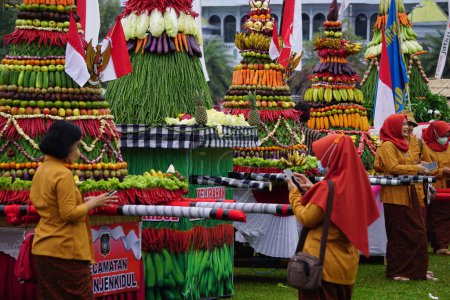 Foto de The celebration of grebeg Pancasila. Grebeg Pancasila is held to celebrate Pancasila day - Imagen libre de derechos