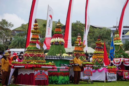 Foto de The celebration of grebeg Pancasila. Grebeg Pancasila is held to celebrate Pancasila day - Imagen libre de derechos