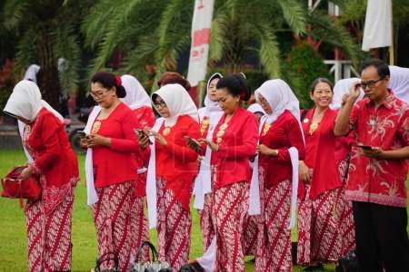 Foto de The celebration of grebeg pancasila. Grebeg Pancasila is held to celebrate Pancasila day - Imagen libre de derechos