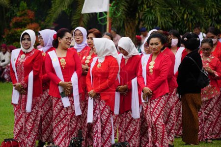 Photo for The celebration of grebeg pancasila. Grebeg Pancasila is held to celebrate Pancasila day - Royalty Free Image