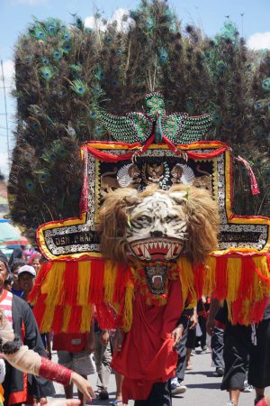 Photo for Javanese performing reog dance. Reog is a traditional dance that become the main identity for Ponorogo regency. - Royalty Free Image