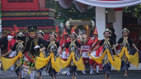 Photo for Grebeg pancasila in Blitar. This event is an annual agenda to celebrate Pancasila Day - Royalty Free Image