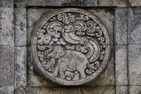 Photo for Medallion in the penataran temple with animal reliefs. - Royalty Free Image