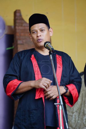 Photo for Abdullah Abu Bakar on pecut samandiman competition. He is the mayor of Kediri - Royalty Free Image