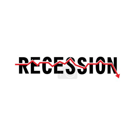 Ilustración de Diseño del logotipo del vector de texto recesión económica - Imagen libre de derechos