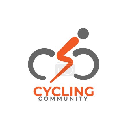 Illustration for Cycling community line bicycle vector logo design - Royalty Free Image