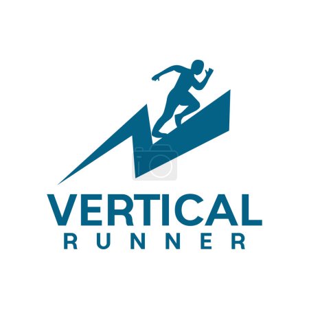 Illustration for Vertical runner sport vector logo design - Royalty Free Image