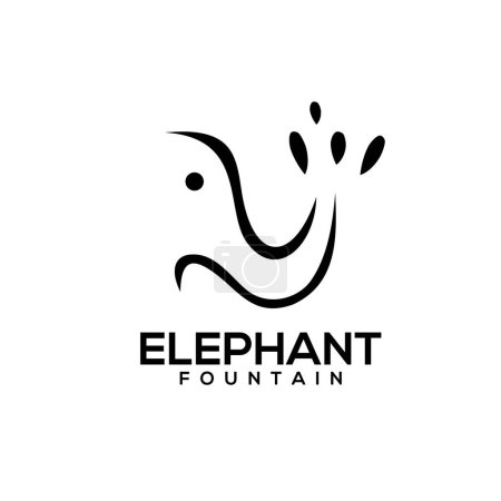 Ilustración de Diseño del logotipo del vector de fuente de agua elefante - Imagen libre de derechos