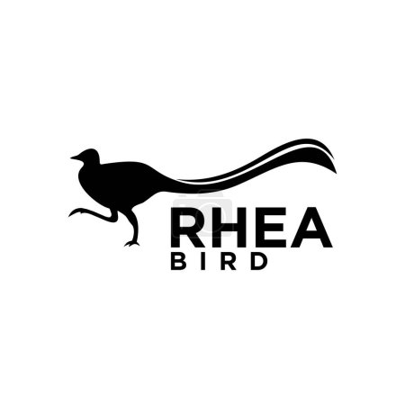 Téléchargez les illustrations : Conception de logo de vecteur d'oiseau de rhée noire - en licence libre de droit