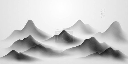 Téléchargez les photos : Illustration vectorielle de design moderne de belle peinture de paysage à l'encre chinoise. - en image libre de droit