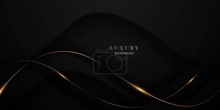 Téléchargez les photos : Abstrait design moderne fond noir avec des éléments dorés de luxe illustration vectorielle. - en image libre de droit