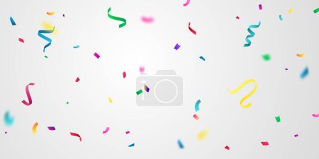 Foto de Coloridos confeti y cintas en zigzag cayendo desde arriba Streamers, oropel vector - Imagen libre de derechos