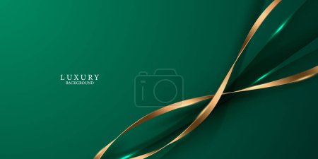 Téléchargez les photos : Green abstract background design with elegant golden elements vector illustration - en image libre de droit
