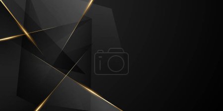 Téléchargez les photos : Abstrait design moderne fond noir avec des éléments dorés de luxe illustration vectorielle. - en image libre de droit