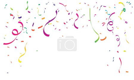Téléchargez les photos : Ruban zigzag et confettis colorés tombant d'en haut Streamers, vecteur tinsel - en image libre de droit