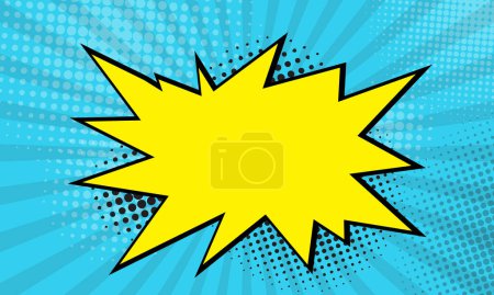 Foto de Medio tono pop arte estilo fondo dibujos animados starburst patrón azul efecto de luz. Un tono vintage. Ilustración vectorial. wow banner de diseño de degradado - Imagen libre de derechos