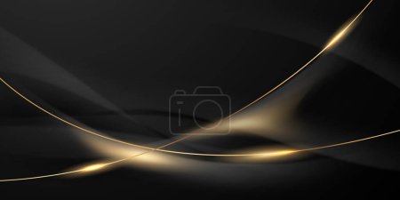 Fondo negro de diseño moderno abstracto con ilustración vectorial de elementos dorados de lujo.