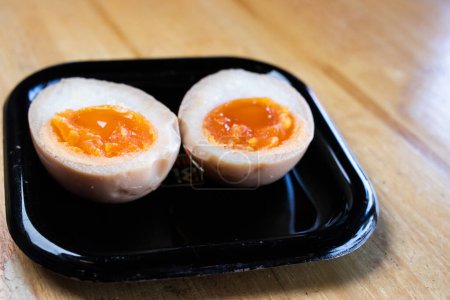 Photo for Traditional Japanese soy sauce pickled eggs for ramen. - Royalty Free Image
